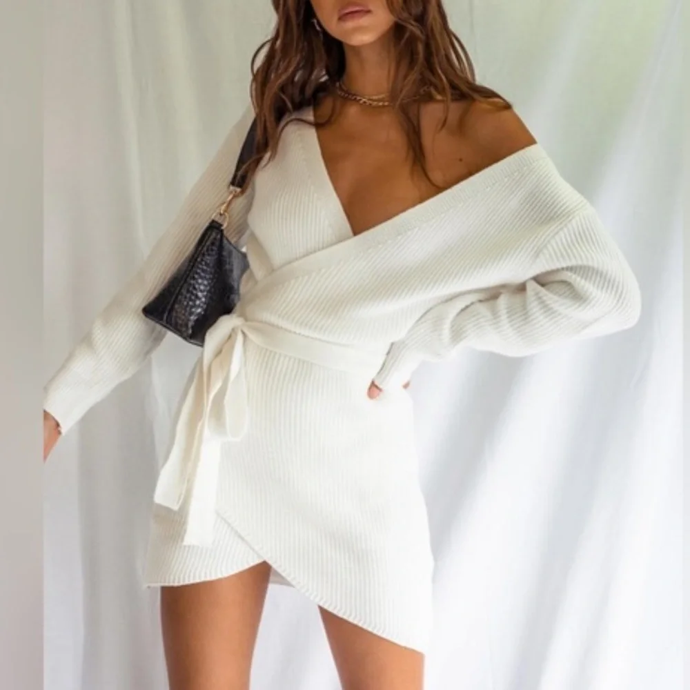 Princess Polly Sweater Wrap Dress - Picture 1 of 6